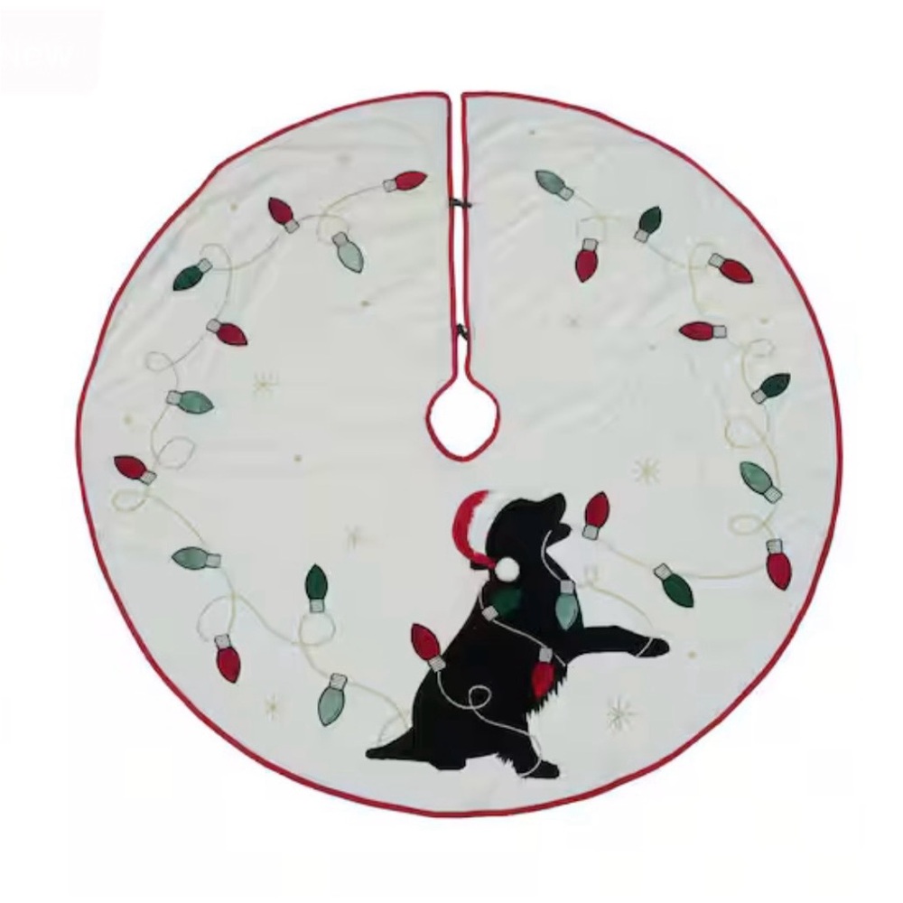 Christmas Flat Coated Retriever Black Lab Dog Tree Skirt